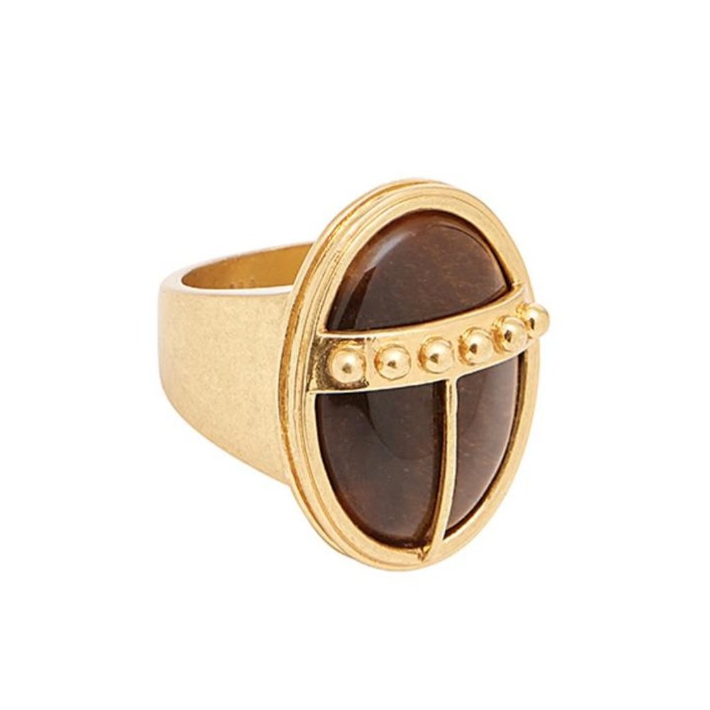 NEW India Hicks Lucky Beetle Tiger's Eye Ring